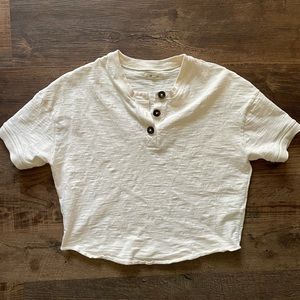 Madewell Cropped Off White Button Top